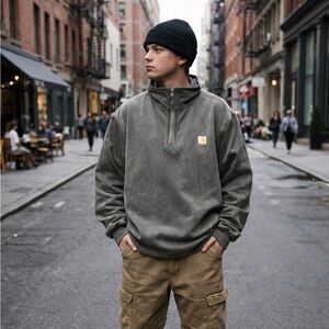 Carhartt Gray Sherpa Lined Quarter Zip Pullover Men’s 2XL